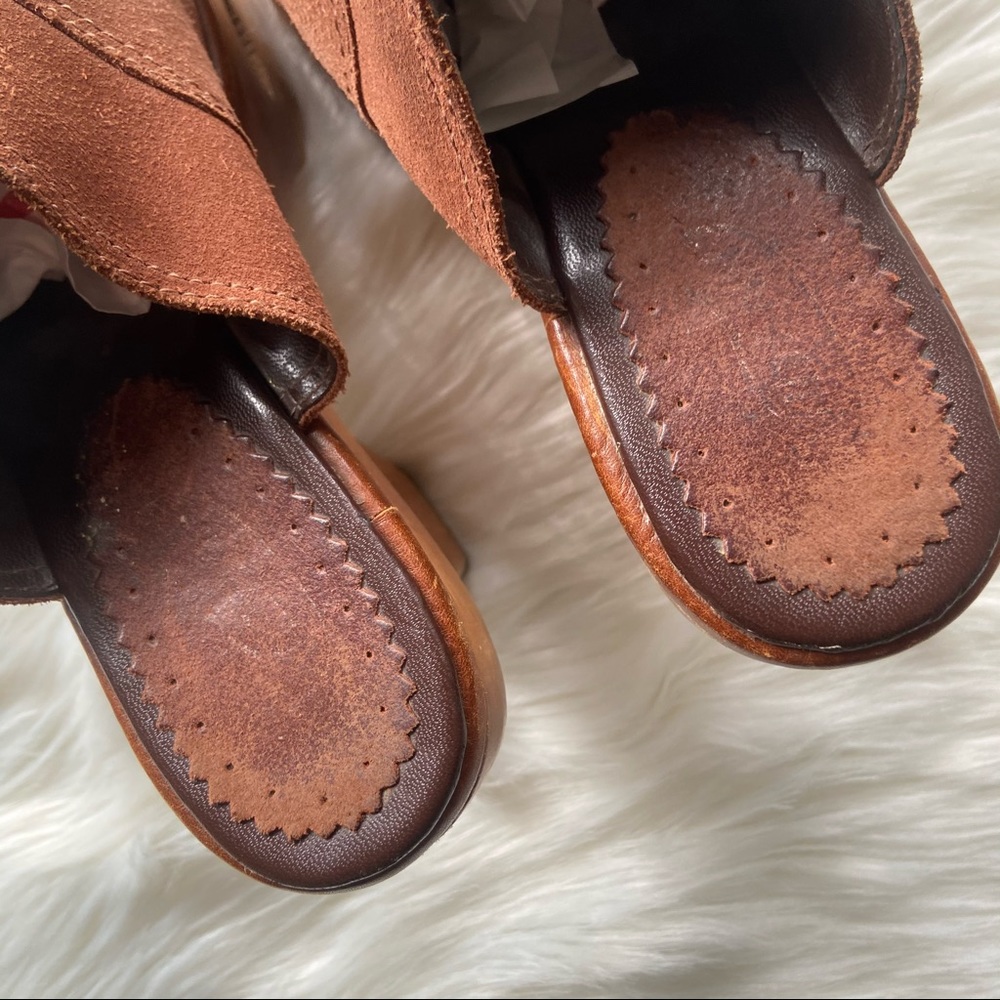 Vintage 1970’s Wood Suede Platform Clogs - Picture 13 of 13